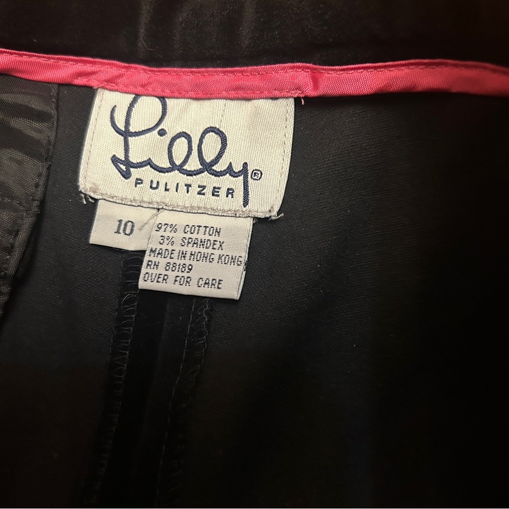 Lilly Pulitzer Black Velvet Beaded Floral Hem Trousers Pants Size 10 - Picture 5 of 9